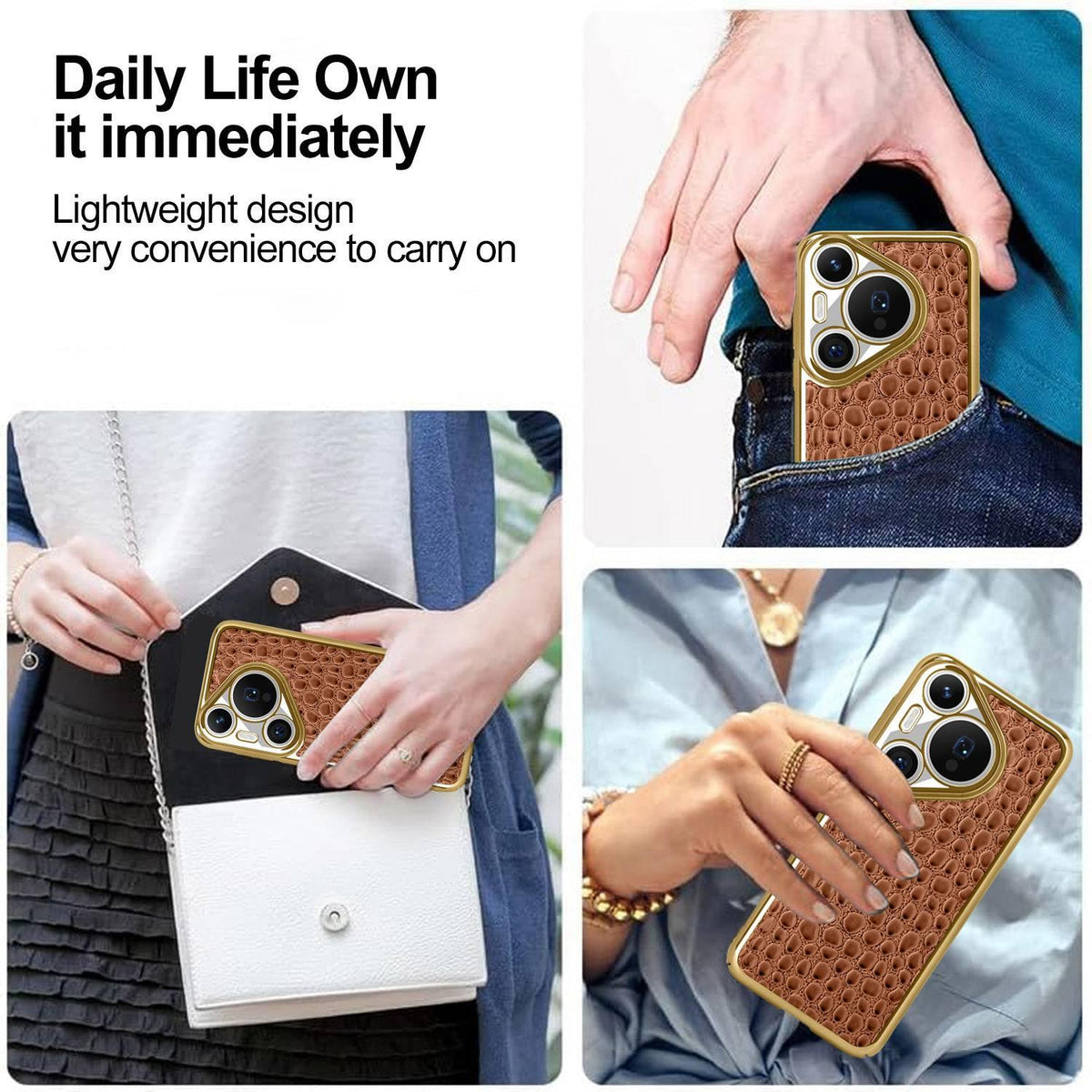 For Huawei Pura 70 Pearl Crocodile Texture Electroplated Frame PC + Vegan Leather Phone Case - Green - EDA009690219D
