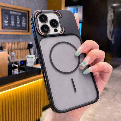 For iPhone 16 Pro Armor 2 in 1 TPU + PC Magnetic Phone Case - Black - EDA009690502A