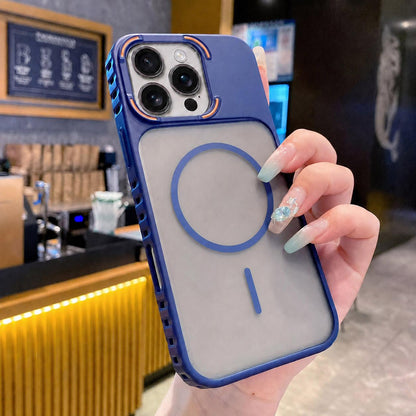 For iPhone 16 Pro Armor 2 in 1 TPU + PC Magnetic Phone Case - Blue - EDA009690502C