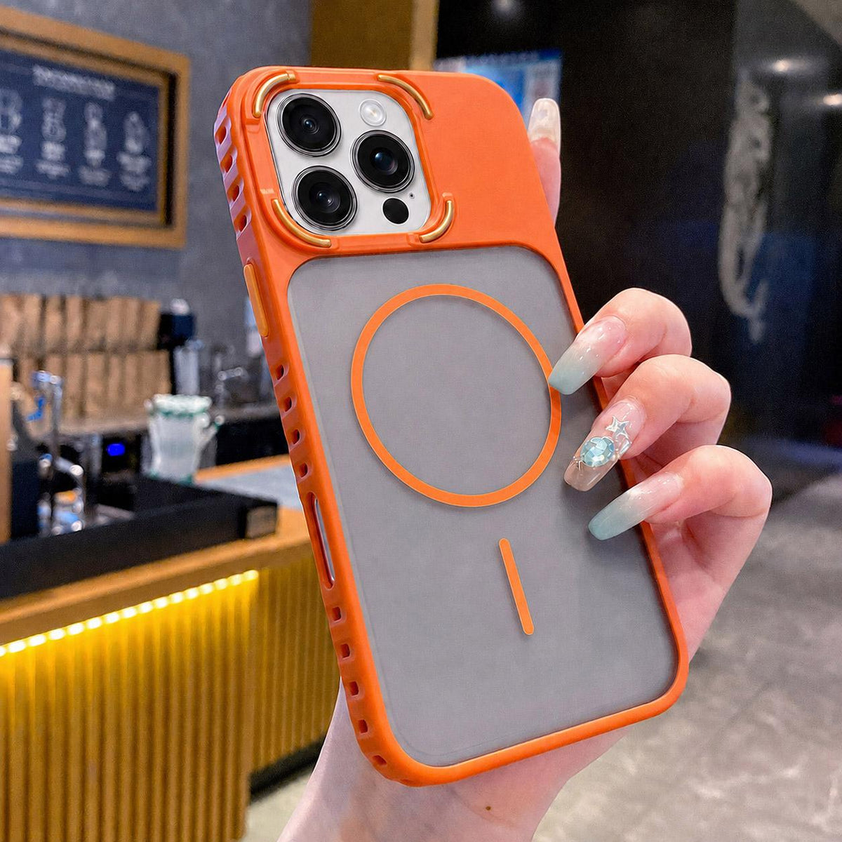 For iPhone 16 Pro Armor 2 in 1 TPU + PC Magnetic Phone Case - Orange - EDA009690502D