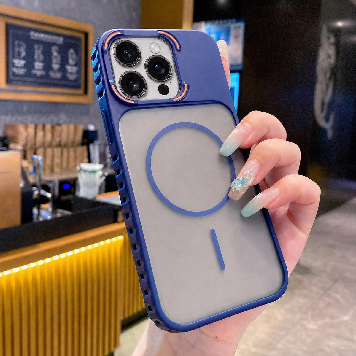 For iPhone 15 Pro Max Armor 2 in 1 TPU + PC Magnetic Phone Case - Blue - EDA009690504C