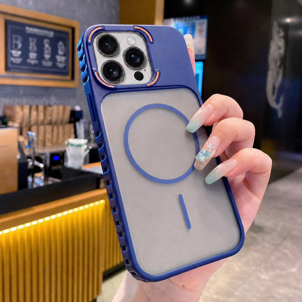 For iPhone 15 Pro Armor 2 in 1 TPU + PC Magnetic Phone Case - Blue - EDA009690505C