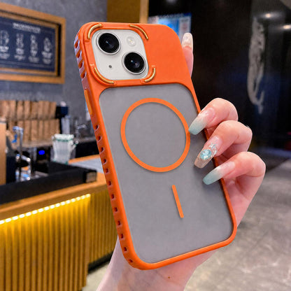 For iPhone 15 Armor 2 in 1 TPU + PC Magnetic Phone Case - Orange - EDA009690506D
