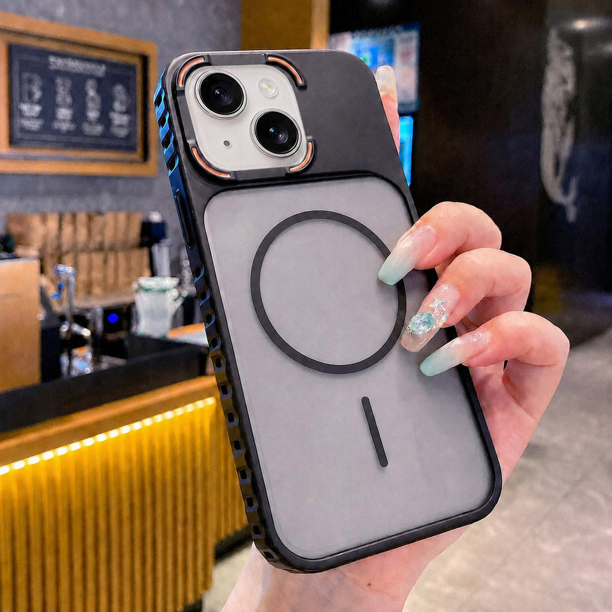 For iPhone 14 Armor 2 in 1 TPU + PC Magnetic Phone Case - Black - EDA009690507A