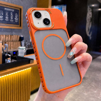 For iPhone 14 Armor 2 in 1 TPU + PC Magnetic Phone Case - Orange - EDA009690507D
