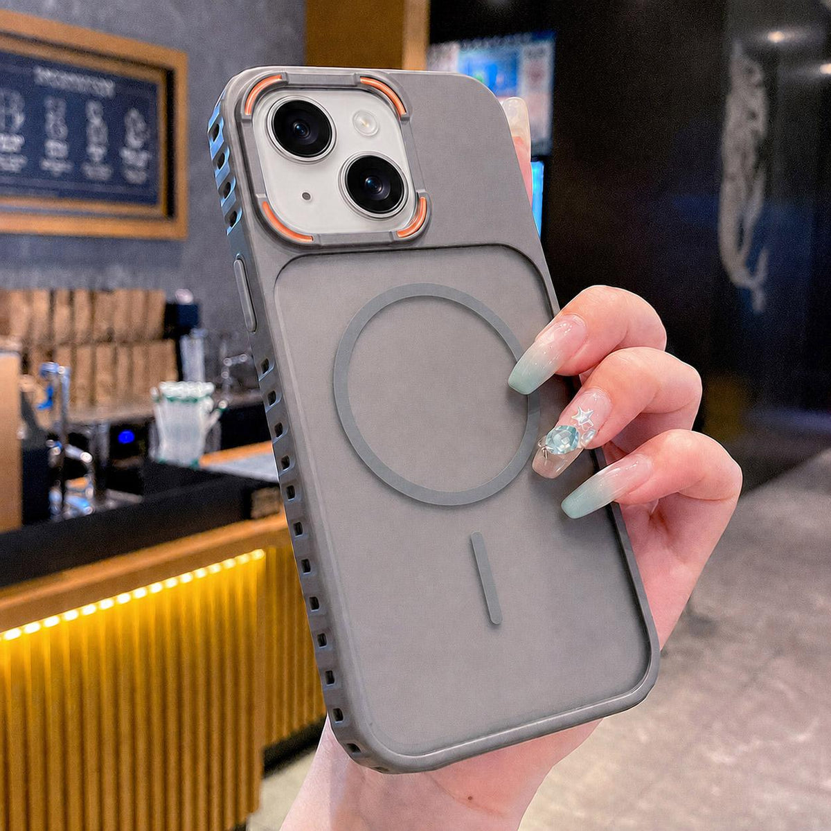 For iPhone 13 Armor 2 in 1 TPU + PC Magnetic Phone Case - Gray - EDA009690512B