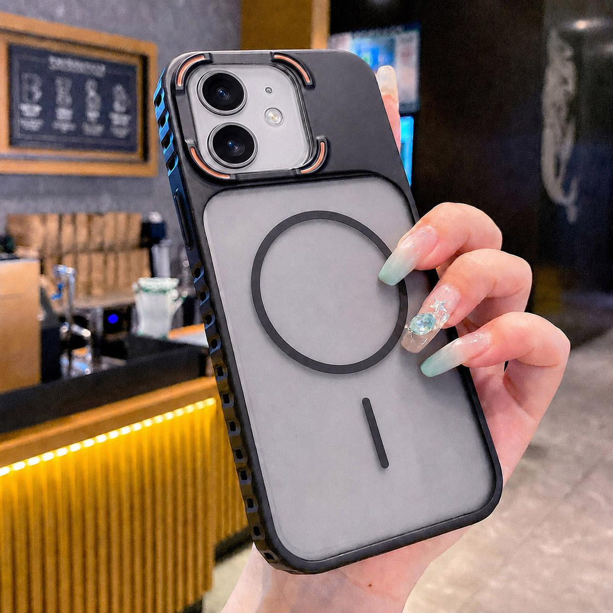 For iPhone 12 Armor 2 in 1 TPU + PC Magnetic Phone Case - Black - EDA009690513A