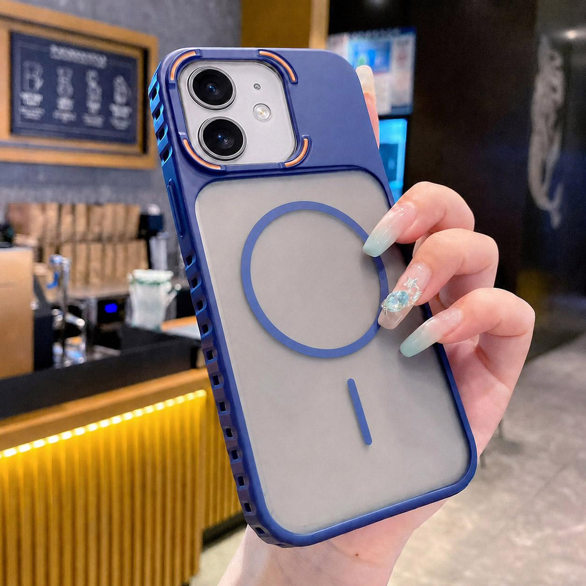 For iPhone 12 Armor 2 in 1 TPU + PC Magnetic Phone Case - Blue - EDA009690513C