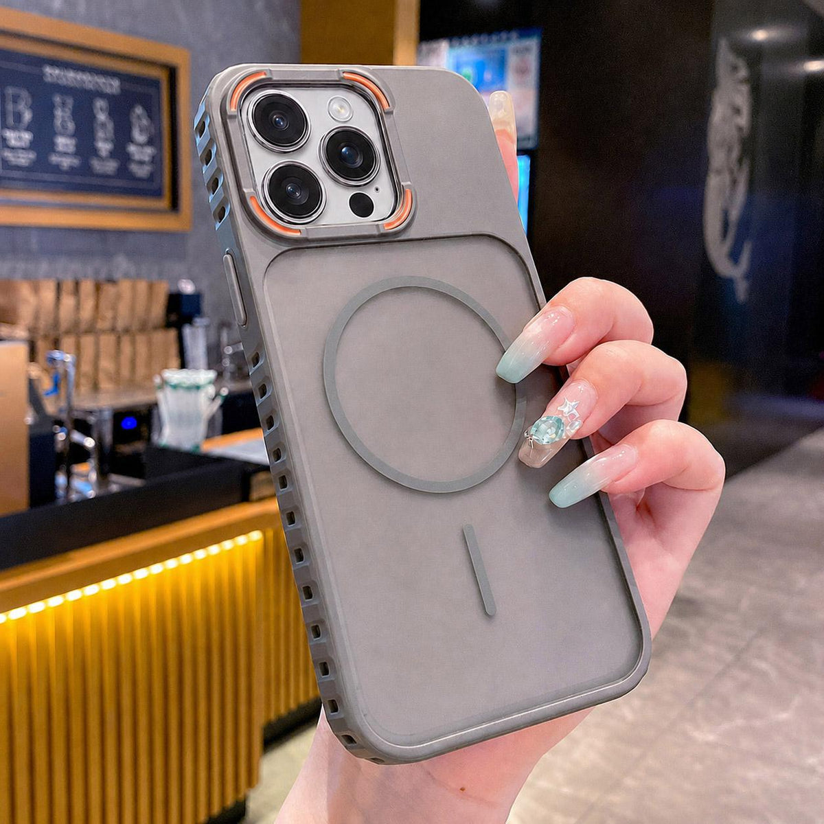 For iPhone 12 Pro Max Armor 2 in 1 TPU + PC Magnetic Phone Case - Gray - EDA009690514B