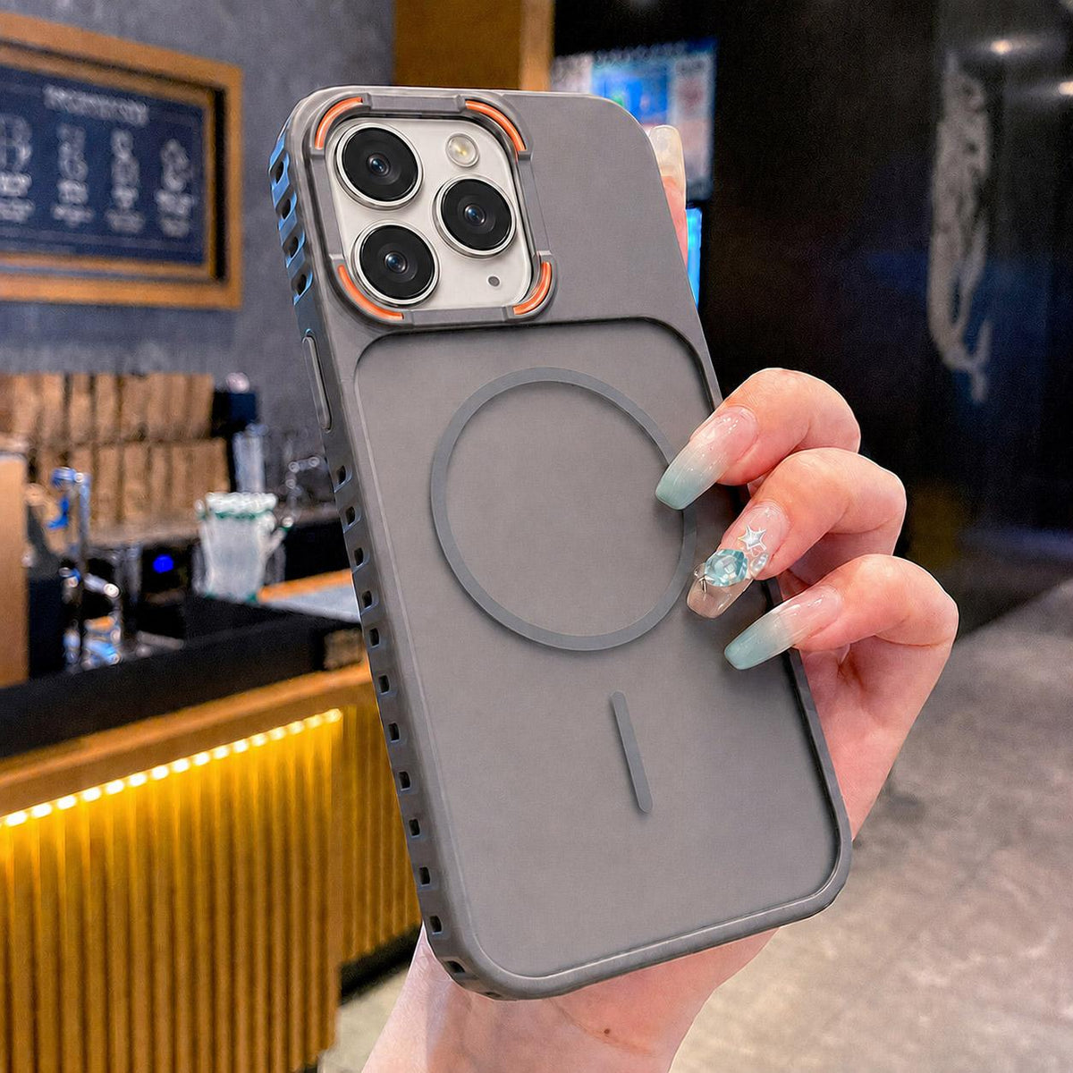 For iPhone 11 Pro Max Armor 2 in 1 TPU + PC Magnetic Phone Case - Gray - EDA009690516B