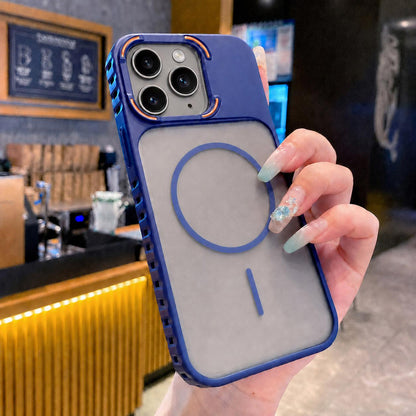 For iPhone 11 Pro Max Armor 2 in 1 TPU + PC Magnetic Phone Case - Blue - EDA009690516C