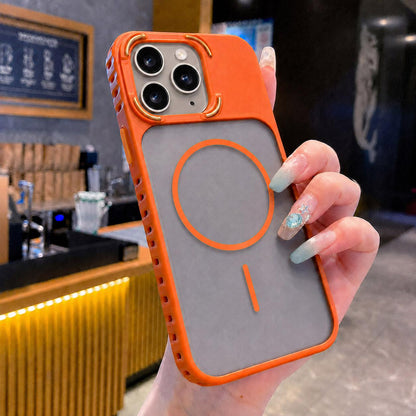For iPhone 11 Pro Max Armor 2 in 1 TPU + PC Magnetic Phone Case - Orange - EDA009690516D