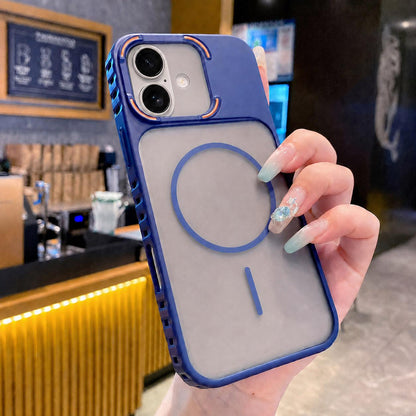 For iPhone 17 Armor 2 in 1 TPU + PC Magnetic Phone Case - Blue - EDA009690518C