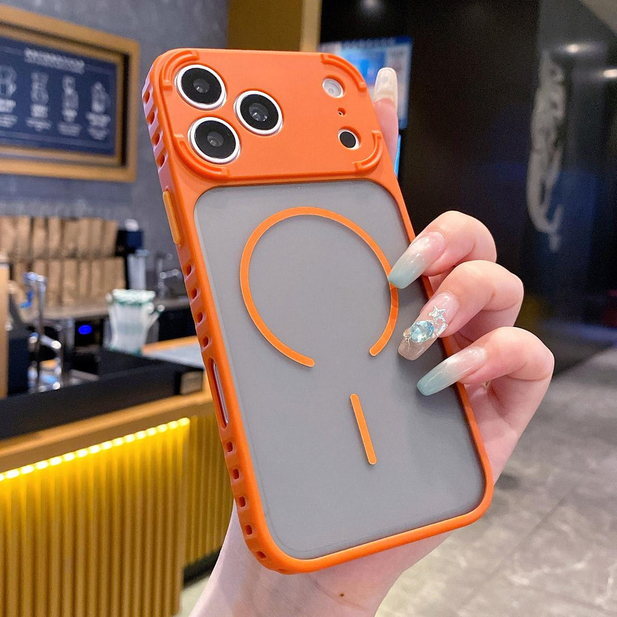 For iPhone 17 Pro Max Armor 2 in 1 TPU + PC Magnetic Phone Case - Orange - EDA009690520D