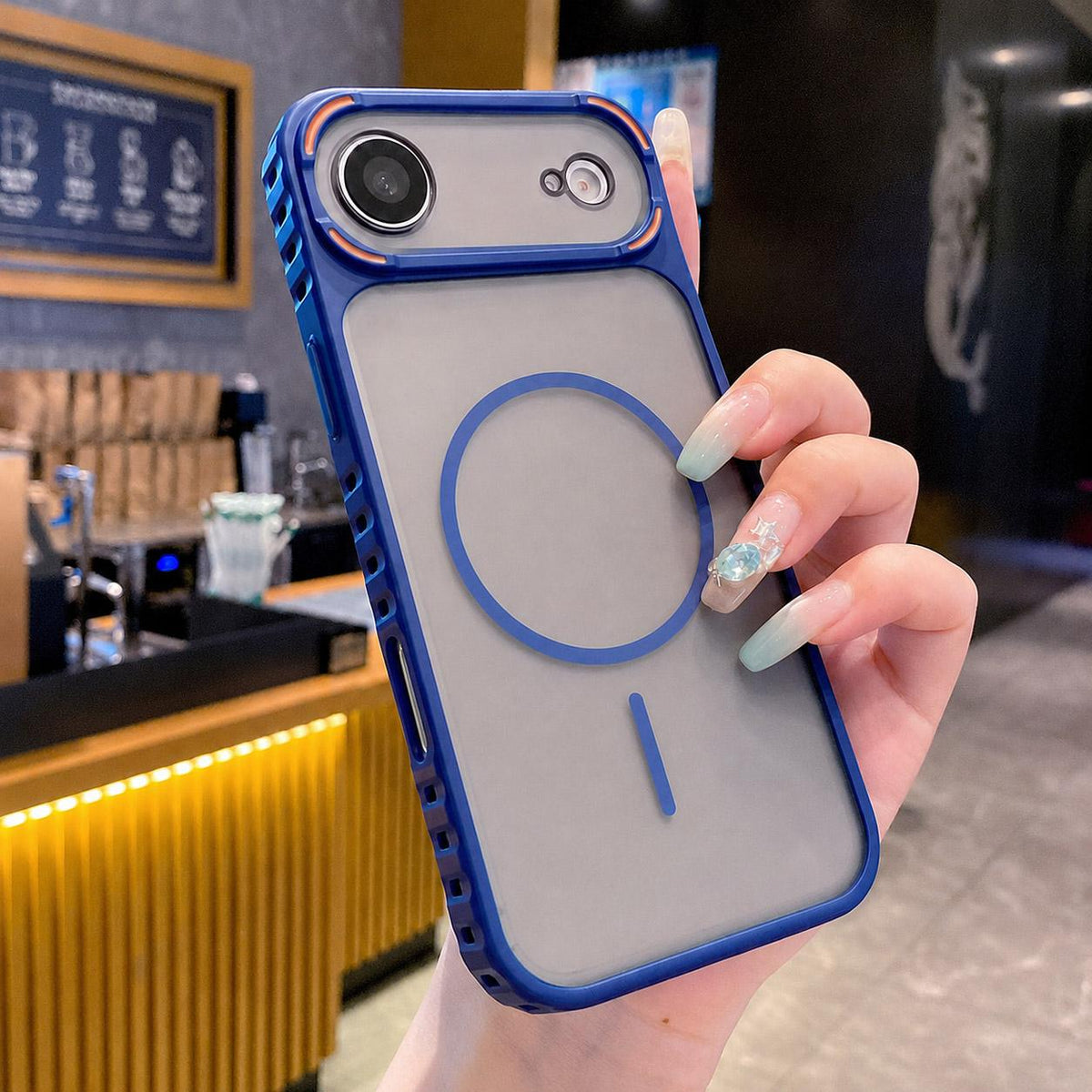For iPhone Air Armor 2 in 1 TPU + PC Magnetic Phone Case - Blue - EDA009690521C