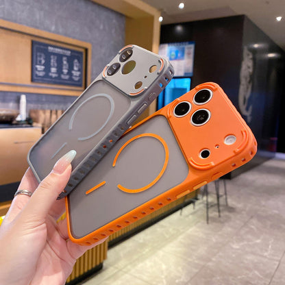 For iPhone 16 Armor 2 in 1 TPU + PC Magnetic Phone Case - Orange - EDA009690503D