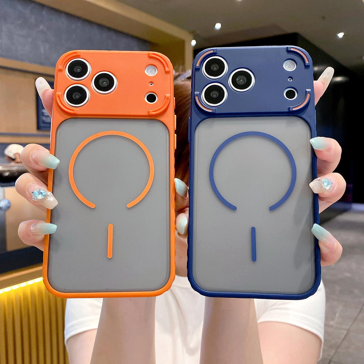 For iPhone 15 Pro Max Armor 2 in 1 TPU + PC Magnetic Phone Case - Orange - EDA009690504D