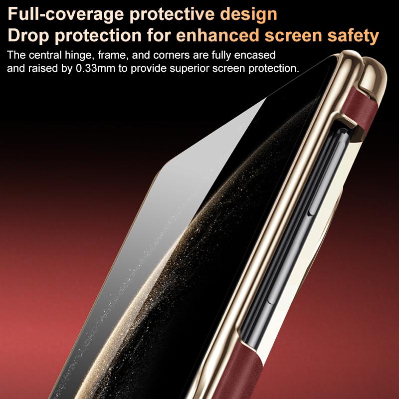 For Huawei Mate X6 Electroplated Nubuck PU Dual-Hinge Magnetic 360 Degree Holder Phone Case - Red - EDA009690701C
