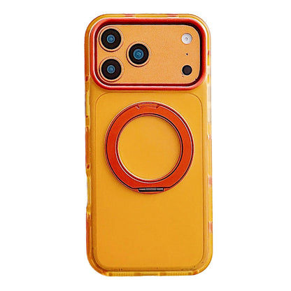 For iPhone 17 Pro Max Metal 360 Rotating Holder Magnetic PC Phone Case - Yellow - EDA009690801A