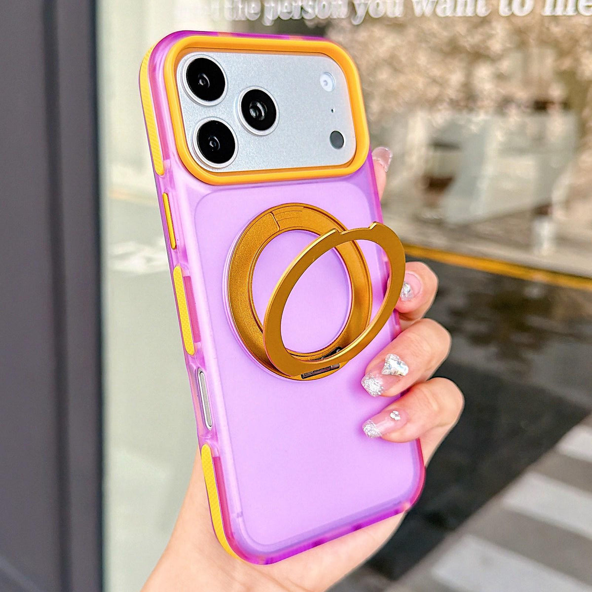 For iPhone 17 Pro Max Metal 360 Rotating Holder Magnetic PC Phone Case - Purple - EDA009690801C