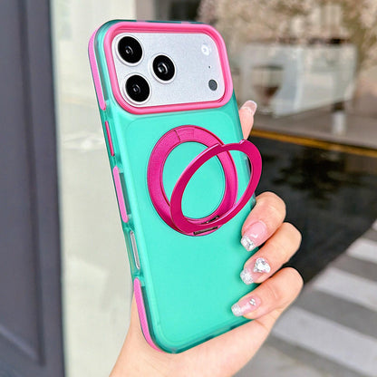 For iPhone 17 Pro Max Metal 360 Rotating Holder Magnetic PC Phone Case - Green - EDA009690801D