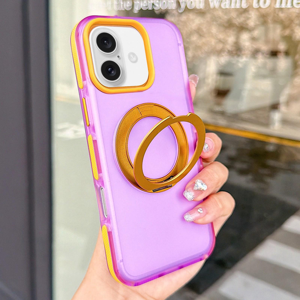 For iPhone 17 Metal 360 Rotating Holder Magnetic PC Phone Case - Purple - EDA009690803C