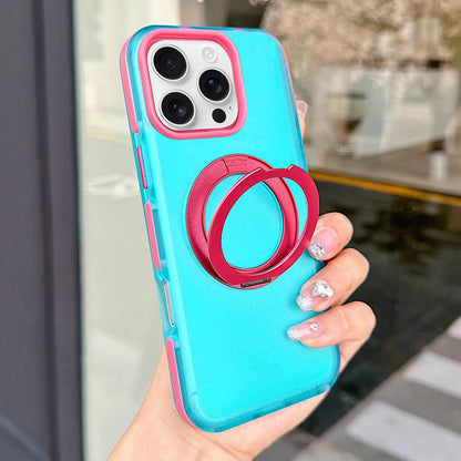 For iPhone 16 Pro Metal 360 Rotating Holder Magnetic PC Phone Case - Sky Blue - EDA009690805B