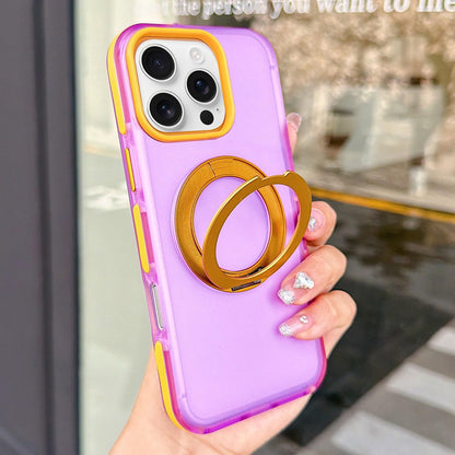 For iPhone 16 Pro Metal 360 Rotating Holder Magnetic PC Phone Case - Purple - EDA009690805C