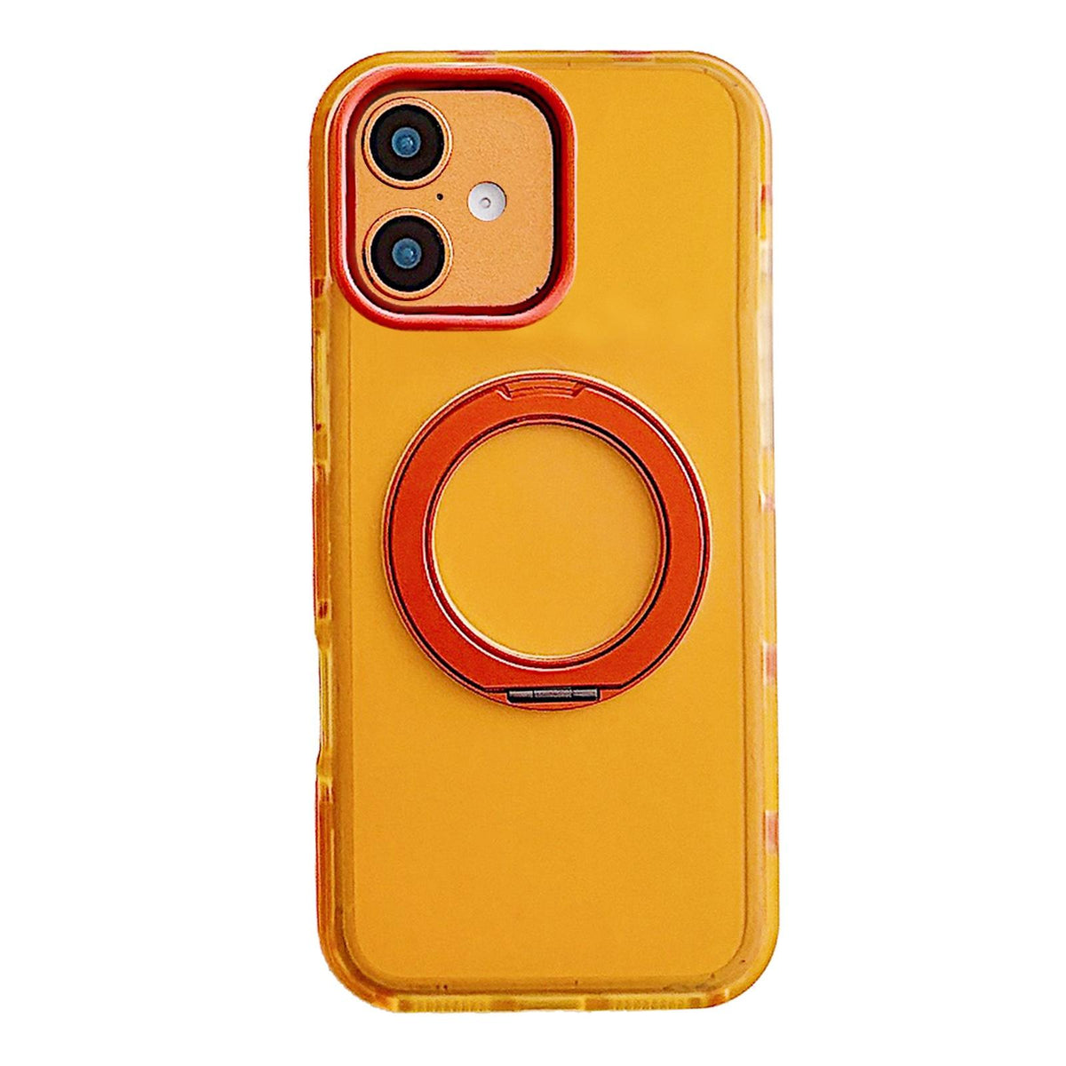 For iPhone 16 Metal 360 Rotating Holder Magnetic PC Phone Case - Yellow - EDA009690806A