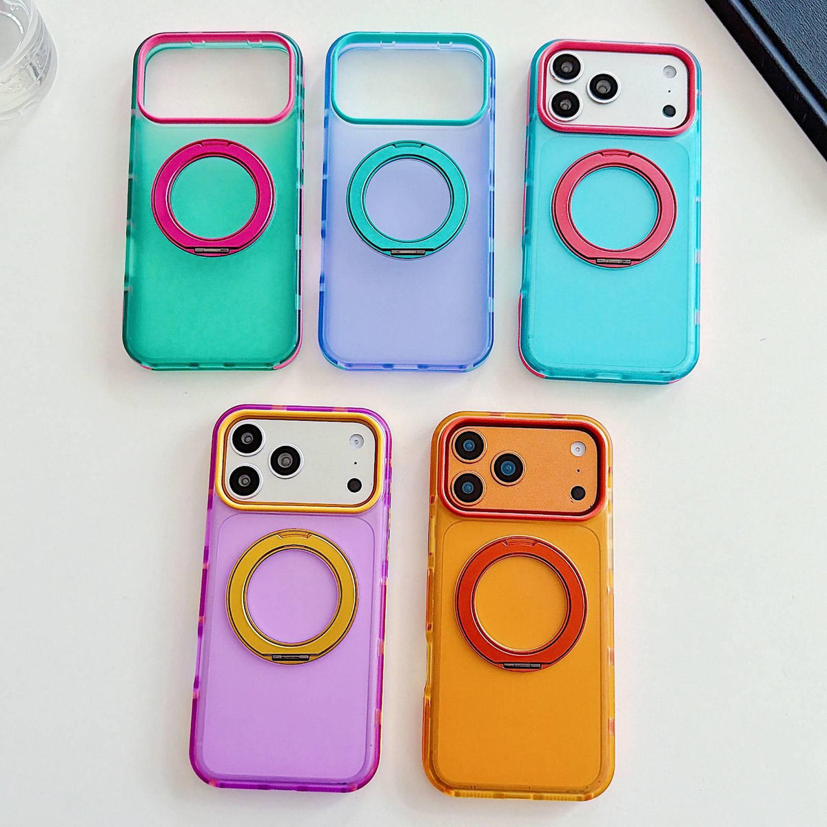 For iPhone 17 Pro Max Metal 360 Rotating Holder Magnetic PC Phone Case - Sky Blue - EDA009690801B