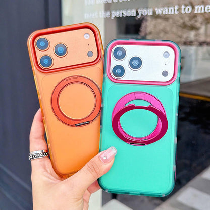 For iPhone 15 Pro Metal 360 Rotating Holder Magnetic PC Phone Case - Purple - EDA009690808C