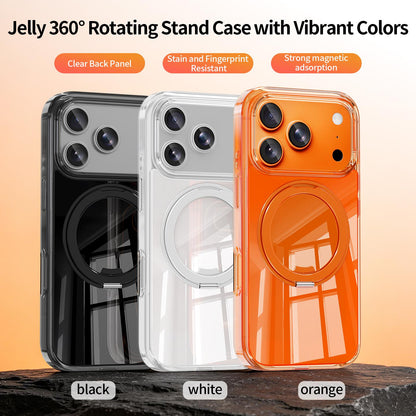 For iPhone 17 Jelly Air Bag Shockproof Metal 360 Rotating Holder Magnetic Phone Case - Black - EDA009690903A