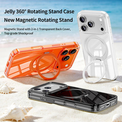 For iPhone 17 Jelly Air Bag Shockproof Metal 360 Rotating Holder Magnetic Phone Case - Black - EDA009690903A