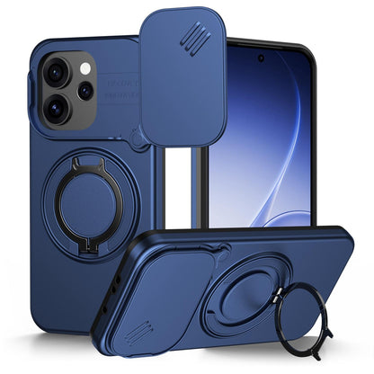 For OPPO Reno15 5G Global Camera Sliding Shield Magnetic Rotation Holder Phone Case - Blue - EDA009691201B
