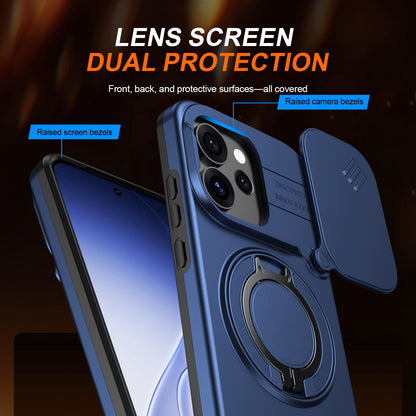 For OPPO Reno15 5G Global Camera Sliding Shield Magnetic Rotation Holder Phone Case - Blue - EDA009691201B