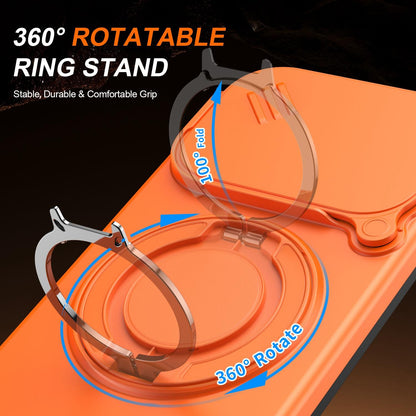 For OPPO Reno15 5G Global Camera Sliding Shield Magnetic Rotation Holder Phone Case - Orange - EDA009691201C
