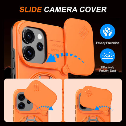 For OPPO Reno15 5G Global Camera Sliding Shield Magnetic Rotation Holder Phone Case - Orange - EDA009691201C
