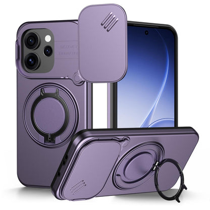 For OPPO Reno15 5G Global Camera Sliding Shield Magnetic Rotation Holder Phone Case - Purple - EDA009691201D