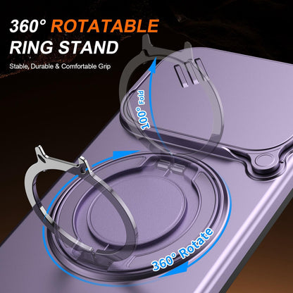 For OPPO Reno15 5G Global Camera Sliding Shield Magnetic Rotation Holder Phone Case - Purple - EDA009691201D