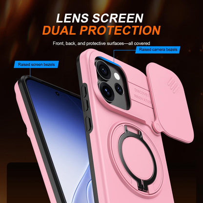 For OPPO Reno15 5G Global Camera Sliding Shield Magnetic Rotation Holder Phone Case - Pink - EDA009691201E
