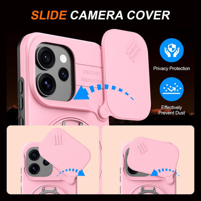 For OPPO Reno15 5G Global Camera Sliding Shield Magnetic Rotation Holder Phone Case - Pink - EDA009691201E
