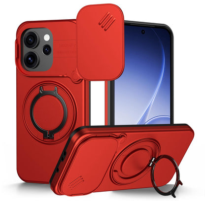 For OPPO Reno15 5G Global Camera Sliding Shield Magnetic Rotation Holder Phone Case - Red - EDA009691201F