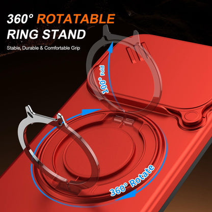 For OPPO Reno15 5G Global Camera Sliding Shield Magnetic Rotation Holder Phone Case - Red - EDA009691201F