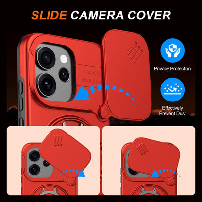For OPPO Reno15 5G Global Camera Sliding Shield Magnetic Rotation Holder Phone Case - Red - EDA009691201F
