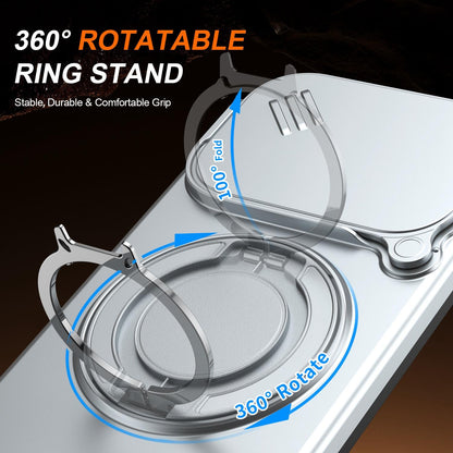 For OPPO Reno15 5G Global Camera Sliding Shield Magnetic Rotation Holder Phone Case - Silver - EDA009691201G