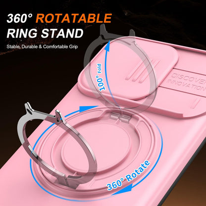 For OPPO Reno14 F 5G Camera Sliding Shield Magnetic Rotation Holder Phone Case - Pink - EDA009691203E
