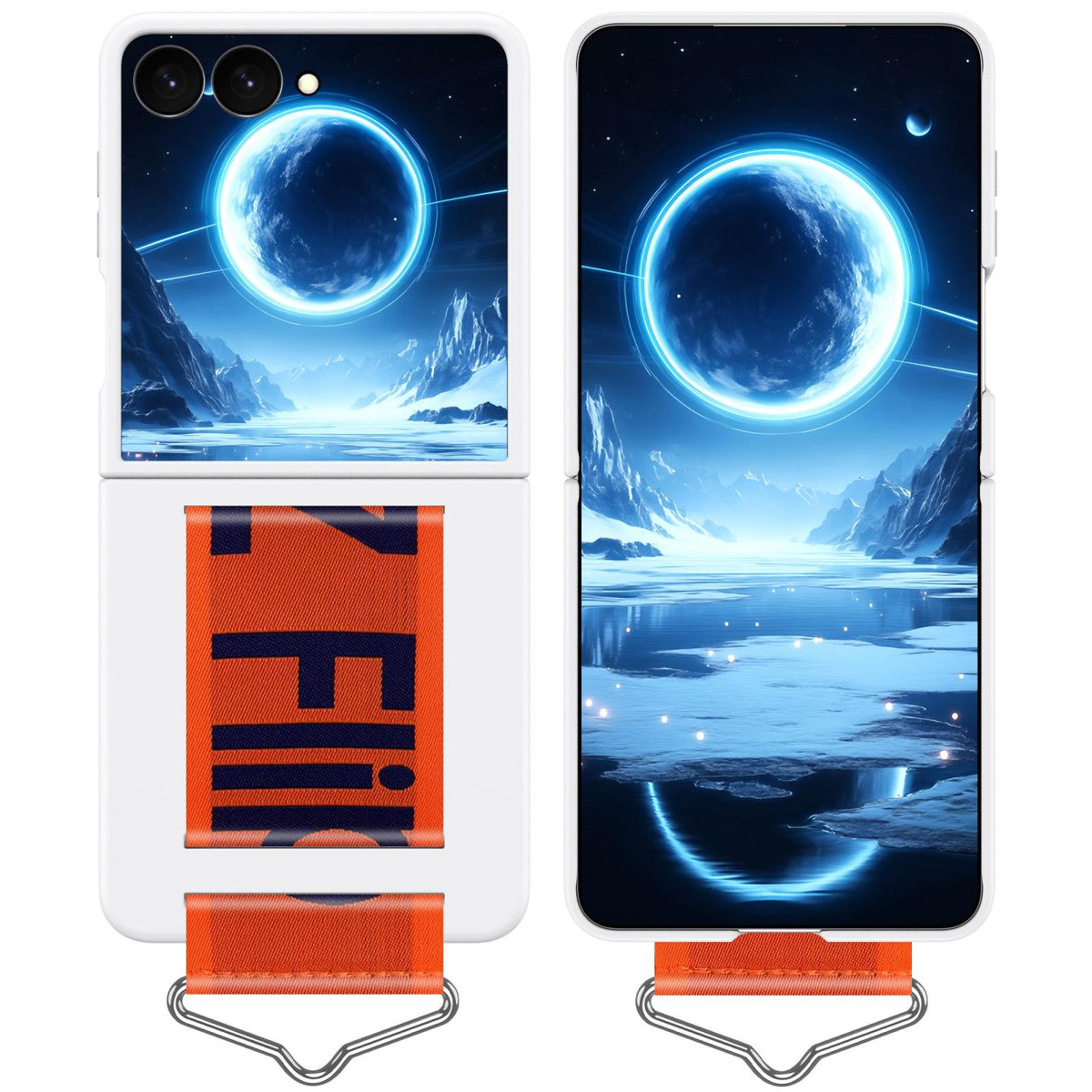 For Galaxy Z Flip8 5G Buckle Wristband PC Phone Case - White - EDA009691302A