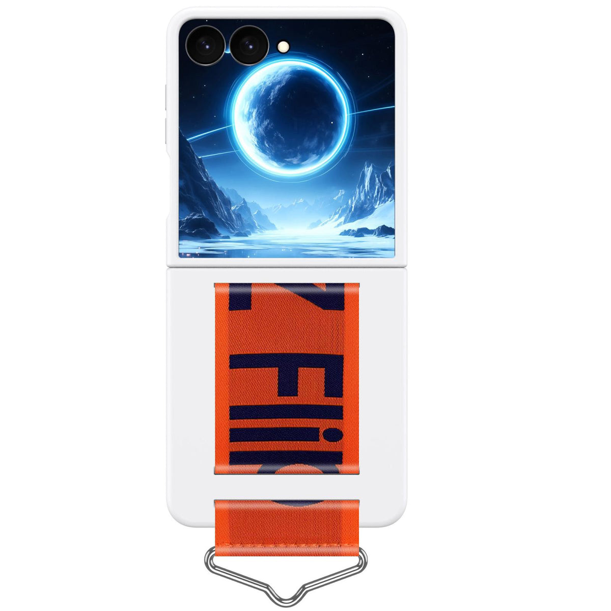 For Galaxy Z Flip8 5G Buckle Wristband PC Phone Case - White - EDA009691302A