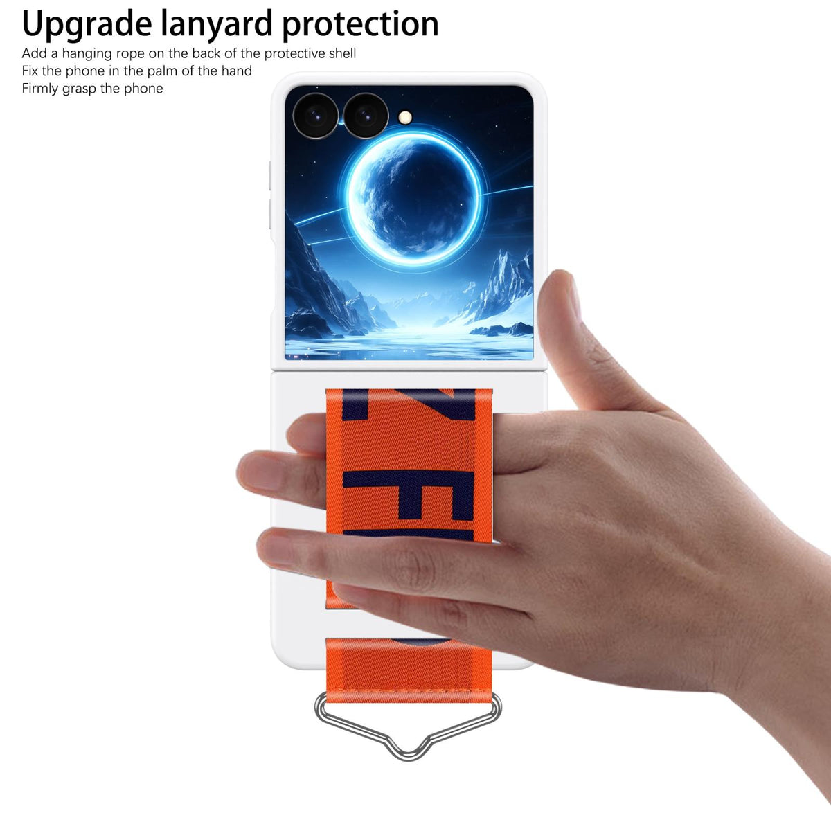 For Galaxy Z Flip8 5G Buckle Wristband PC Phone Case - White - EDA009691302A