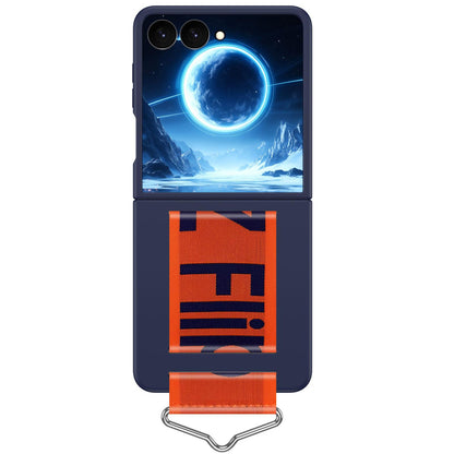 For Galaxy Z Flip8 5G Buckle Wristband PC Phone Case - Dark Blue - EDA009691302E